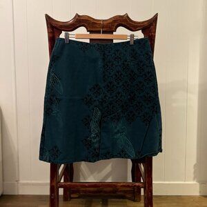 Smoking Lily Teal Twill Printed A-line Skirt